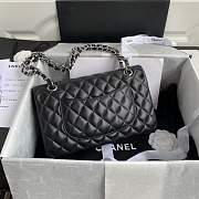 Chanel Flap Bag Black Lambskin Silver Hardware Size 25 cm - 3