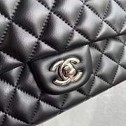 Chanel Flap Bag Black Lambskin Silver Hardware Size 25 cm - 6