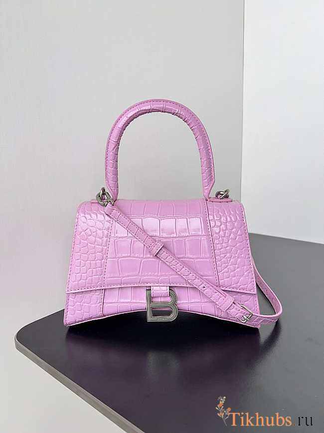 Balenciaga Hourglass Crocodile Pink 23x10x24cm - 1