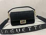 Fendi Baguette Black FF Canvas Bag 27x6x15cm - 1