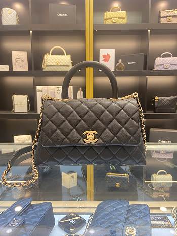 Chanel Coco Handle Cavier Black Gold Hardware 24cm