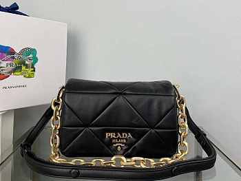 Prada System Nappa Patchwork Shoulder Bag Black 24x15x7.5cm