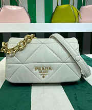 Prada System Nappa Patchwork Shoulder Bag White 24x15x7.5cm - 1