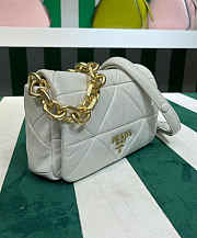 Prada System Nappa Patchwork Shoulder Bag White 24x15x7.5cm - 2