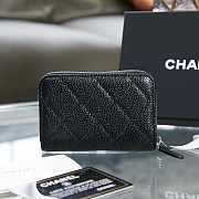 Chanel Classic Zipped Coin Purse Black Silver Caviar 7.5x11x2cm - 3