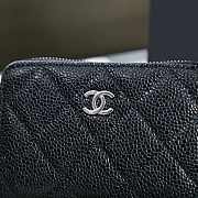 Chanel Classic Zipped Coin Purse Black Silver Caviar 7.5x11x2cm - 2