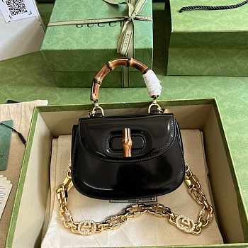 Gucci Bamboo 1947 Mini Top Handle Bag Black 17x12x7.5cm