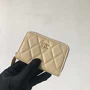 Chanel Classic Zipped Coin Purse Beige Gold Caviar 7.5x11x2cm - 2