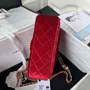 Chanel Small Flap Bag Velvet Gold Wine Red 20.5x17x6.5cm - 3