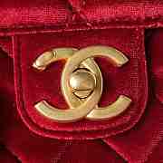 Chanel Small Flap Bag Velvet Gold Wine Red 20.5x17x6.5cm - 2