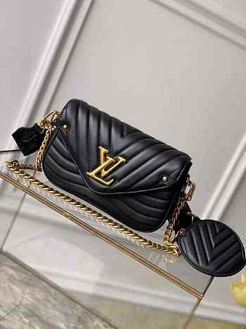 Louis Vuitton LV New Wave Multi Pochette Leather Black 19x14x5cm