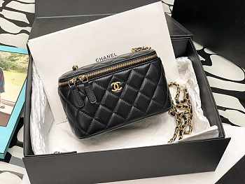 Chanel Vanity Black Lambskin Gold 8.5x11x7cm