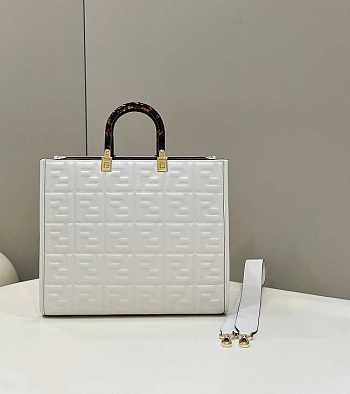 Fendi Sunshine Medium White Leather Shopper 35x31x17cm