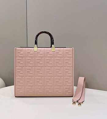 Fendi Sunshine Medium Pink Leather Shopper 35x31x17cm