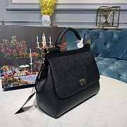 Dolce & Gabbana Medium Sicily Handbag In Dauphine Leather Black 25x20x12cm - 2