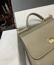 Dolce & Gabbana Medium Sicily Handbag In Dauphine Leather Grey 25x20x12cm - 3