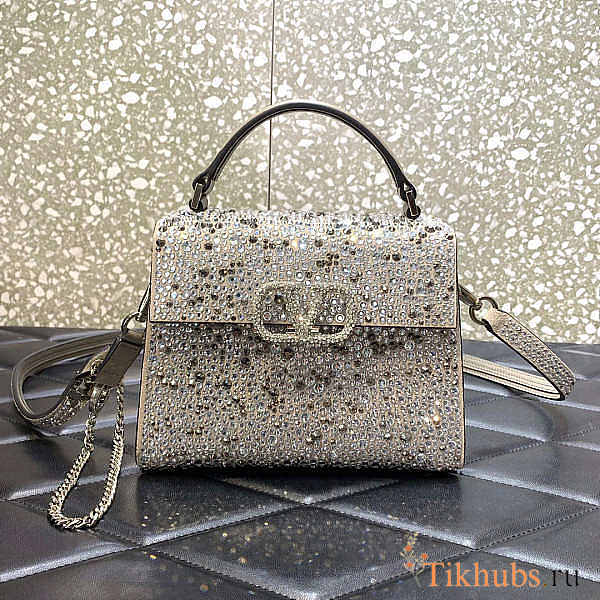 Valentino Vsling Sparkling Embroidery Gradient Grey 19x13x9cm - 1