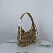 Prada Satin Mini Bag With Artificial Crystals Gold 22x17x6cm - 5