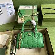 Gucci Matelassé Leather Top Handle Bag Green 19x13x11cm - 1