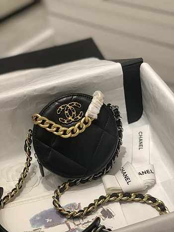 Chanel 19 Round Clutch With Chain Gold 12x12x4.5cm