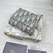 Dior Saddle Lotus Oblique Jacquard Wallet Gray 10x9x2.5cm - 3