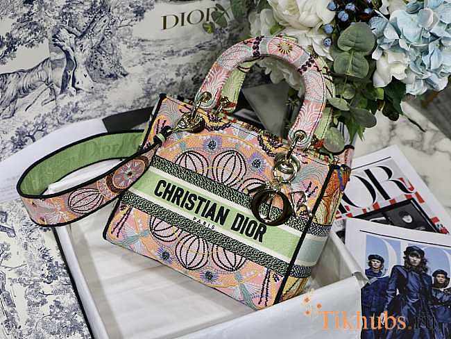 Dior Medium Lady D-Lite Bag Multicolor Lights Embroidery 24 x 20 x 11 cm - 1