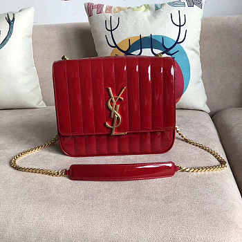 YSL Vicky Patent Red Shoulder Bag 25cm