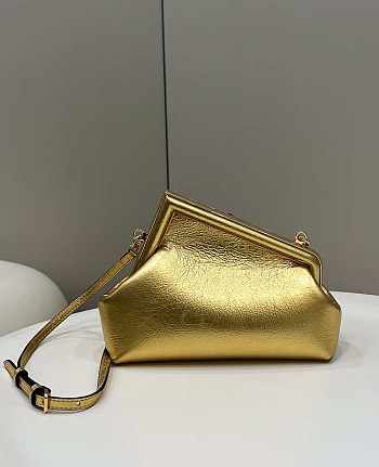 Fendi First Small Gold Laminated Leather Bag 26×9.5×18cm