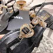 Chanel Sandals Black Metal, Strass & Imitation Pearls - 5