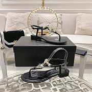 Chanel Sandals Black Metal, Strass & Imitation Pearls - 4