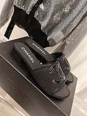 Chanel Black Leather & Mesh CC Slide Sandals - 5