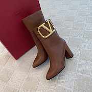 Valentino V Buckle High Heel Brown Boots - 5