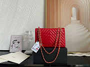 Chanel Flap Bag Chevron Lambskin Red Gold 25cm - 4