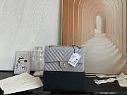 Chanel Flap Bag Chevron Lambskin Grey Gold 25cm - 1