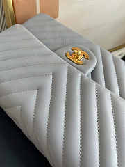 Chanel Flap Bag Chevron Lambskin Grey Gold 25cm - 5