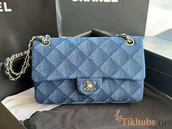 Chanel Flap Bag Denim Gold 25cm - 1