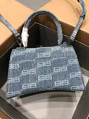 Balenciaga Hourglass Handbag BB Monogram Denim In Blue 23x15x10cm - 4