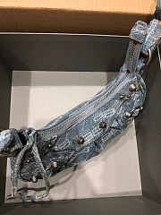 Balenciaga Le Cagole Bleached Denim In Blue 26x16x7cm - 6