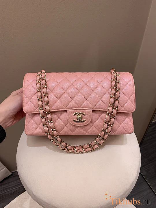 Chanel Classic Medium Double Flap Iridescent Pink Caviar 25cm - 1