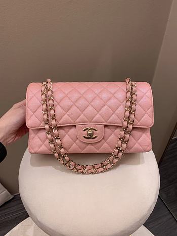 Chanel Classic Medium Double Flap Iridescent Pink Caviar 25cm