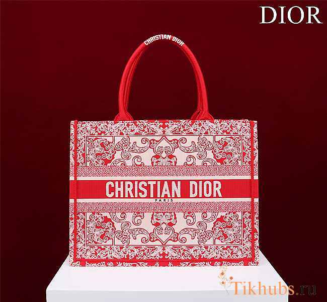 Dior Medium Book Tote White and Red Bandana 36 x 27.5 x 16.5 cm - 1