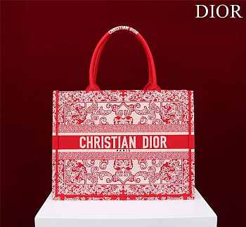 Dior Medium Book Tote White and Red Bandana 36 x 27.5 x 16.5 cm