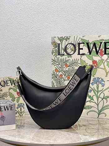 Loewe Luna Bag In Satin Calfskin And Jacquard Black 27x29.5x8cm