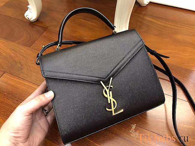 YSL Cassandra Medium Top Handle Black Grain Leather 24.5×20×11.5cm - 1