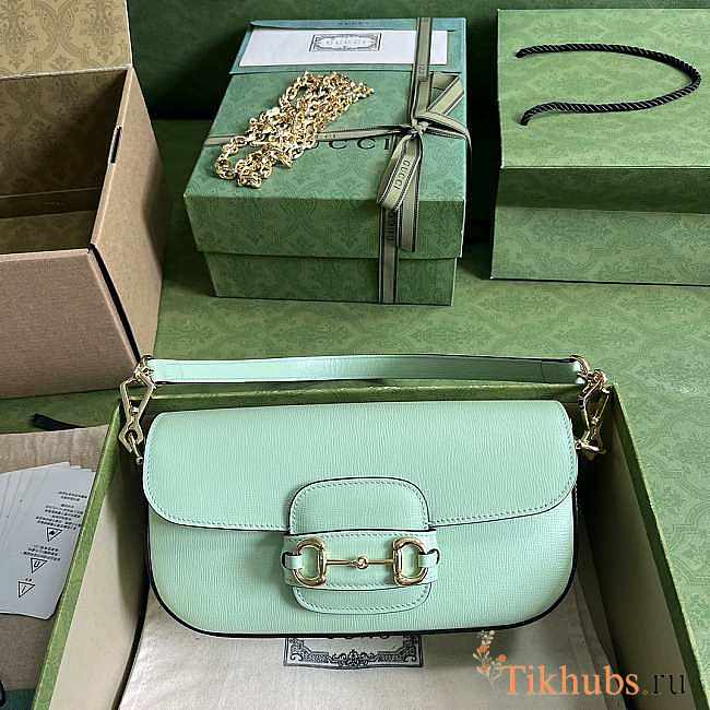 Gucci Horsebit 1955 Small Shoulder Bag Light Green 24x13x5cm - 1