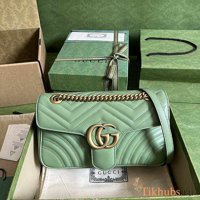 Gucci GG Marmont Small Shoulder Bag Sage Green 26x15x7cm - 1