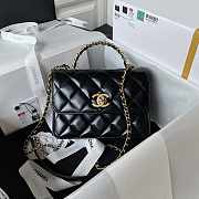 Chanel Mini Flap Bag With Top Handle Black Gold 20x14x7.5cm - 1