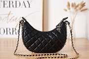 Chanel Small Hobo Bag Lambskin Light Gold Black 20x15x6cm - 1