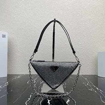 Prada Triangle Satin Mini-bag With Crystals Black 14x6cm