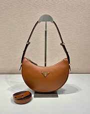 Prada Leather Shoulder Bag Brown 22.5x18.5x6cm - 1